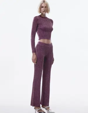 Lurex-knit flared trousers