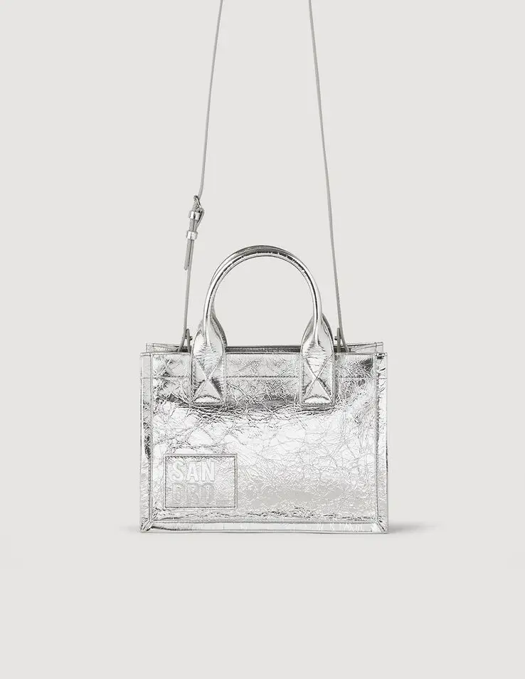 Sandro Kasbah small metallic leather tote bag. 1