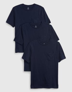 Gap Kids Pocket T-Shirt (3-Pack) blue