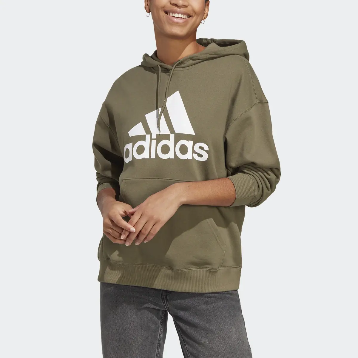 Adidas Essentials Big Logo Oversized French Terry Hoodie. 1