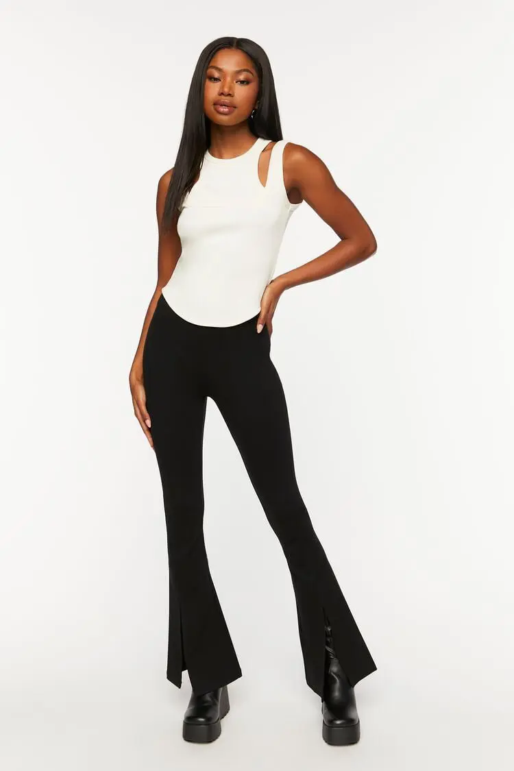 Forever 21 Forever 21 Split Hem Flare Pants Black. 1