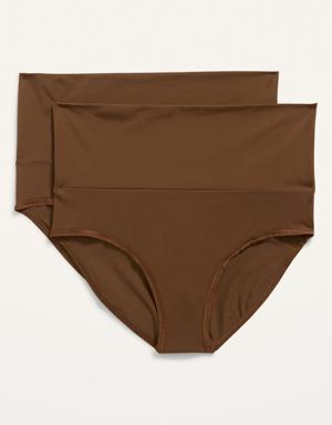 Maternity 2-Pack Rollover-Waist Soft-Knit Hipster Underwear brown