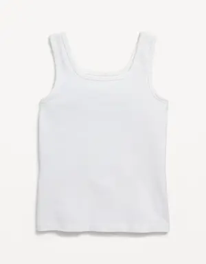 Solid Fitted Tank Top for Girls white