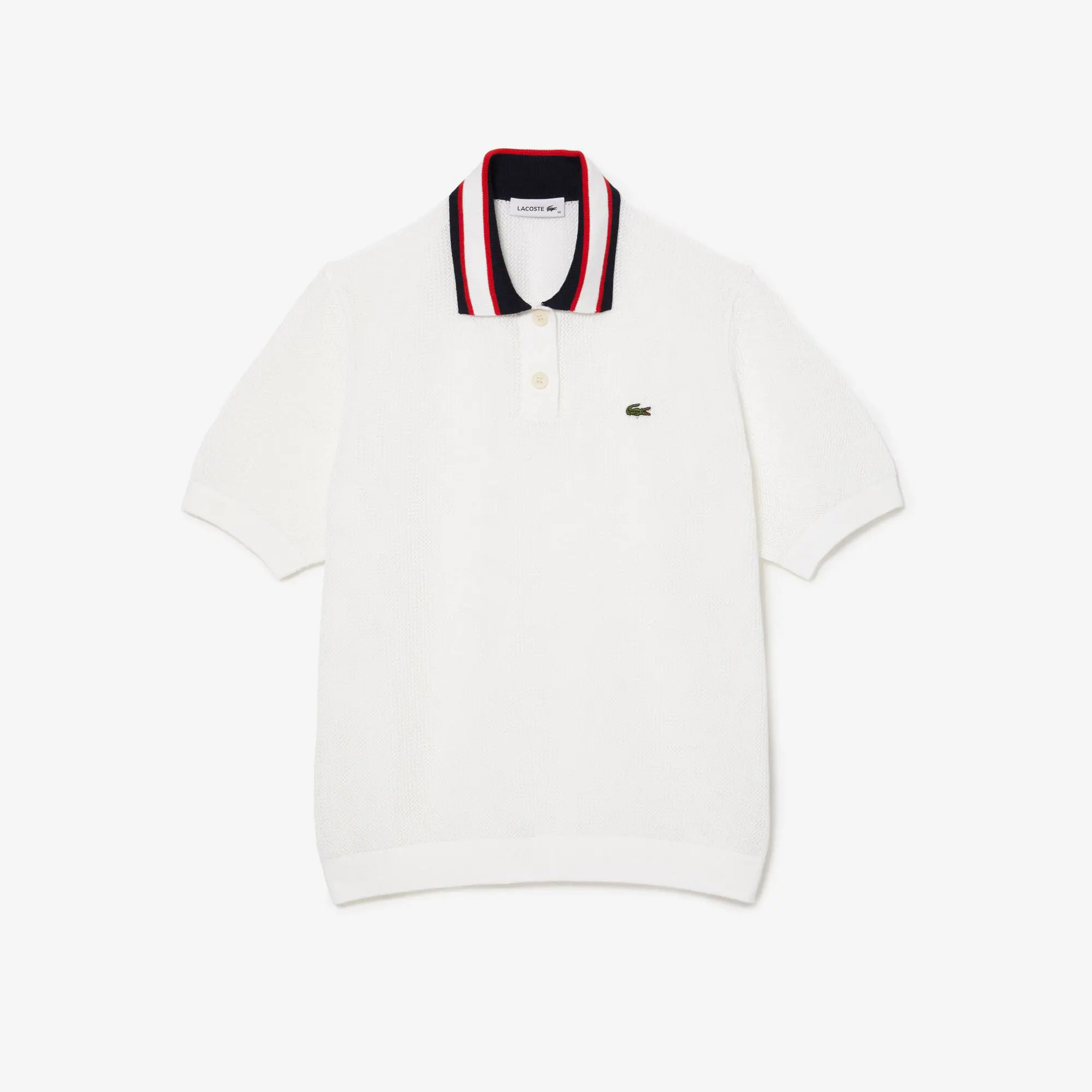 Lacoste Short Sleeved Polo Neck Cotton Sweater. 1
