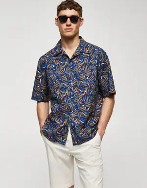 100% cotton bowling-collar shirt 