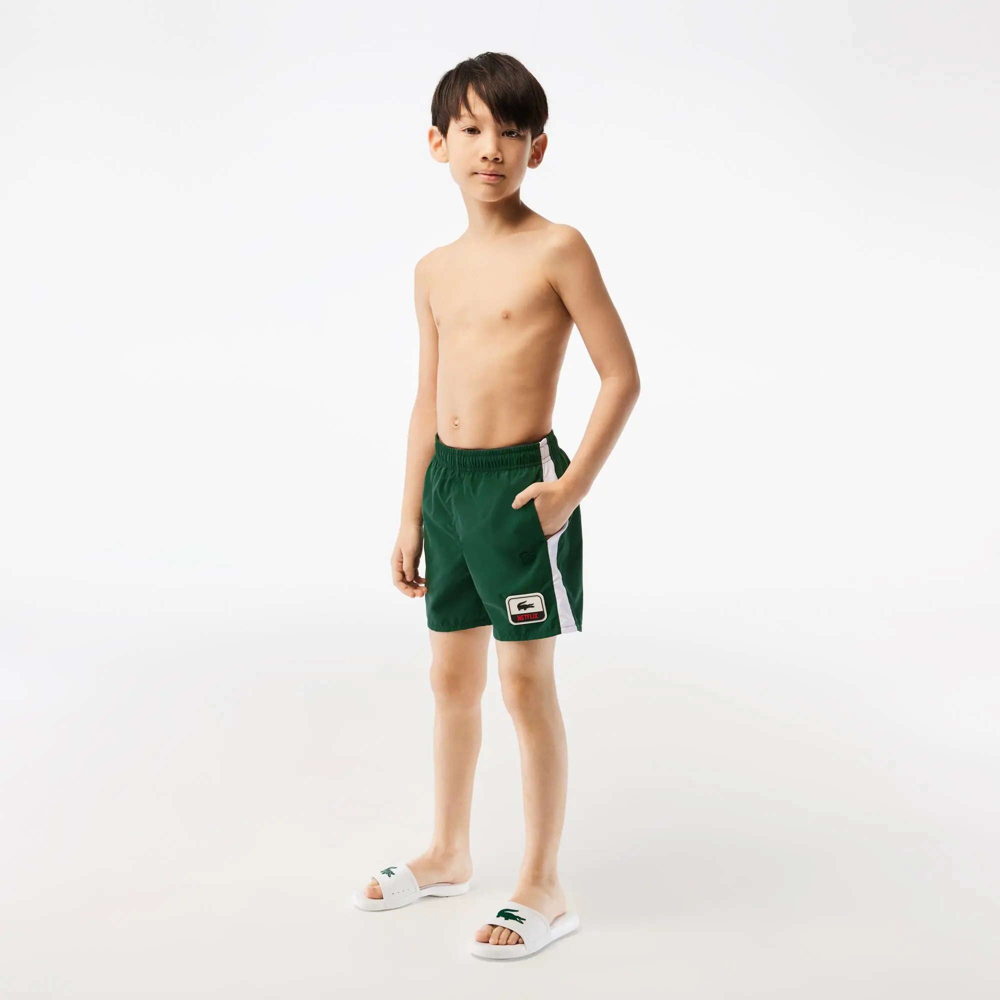 Men's Lacoste x Netflix Printed Swim Trunks - Men's Shorts & Swim