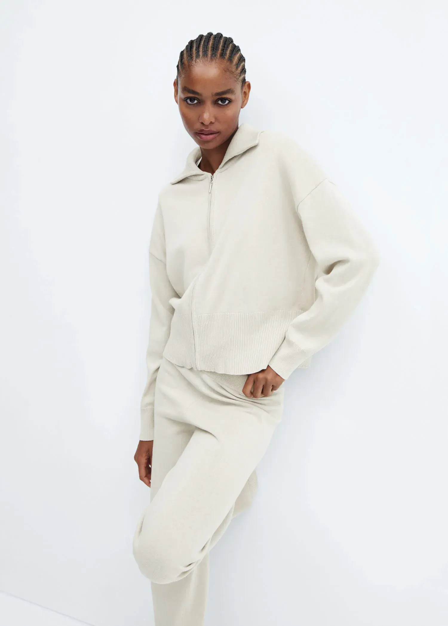 Mango Cotton and linen pajama jacket with zipper. 1