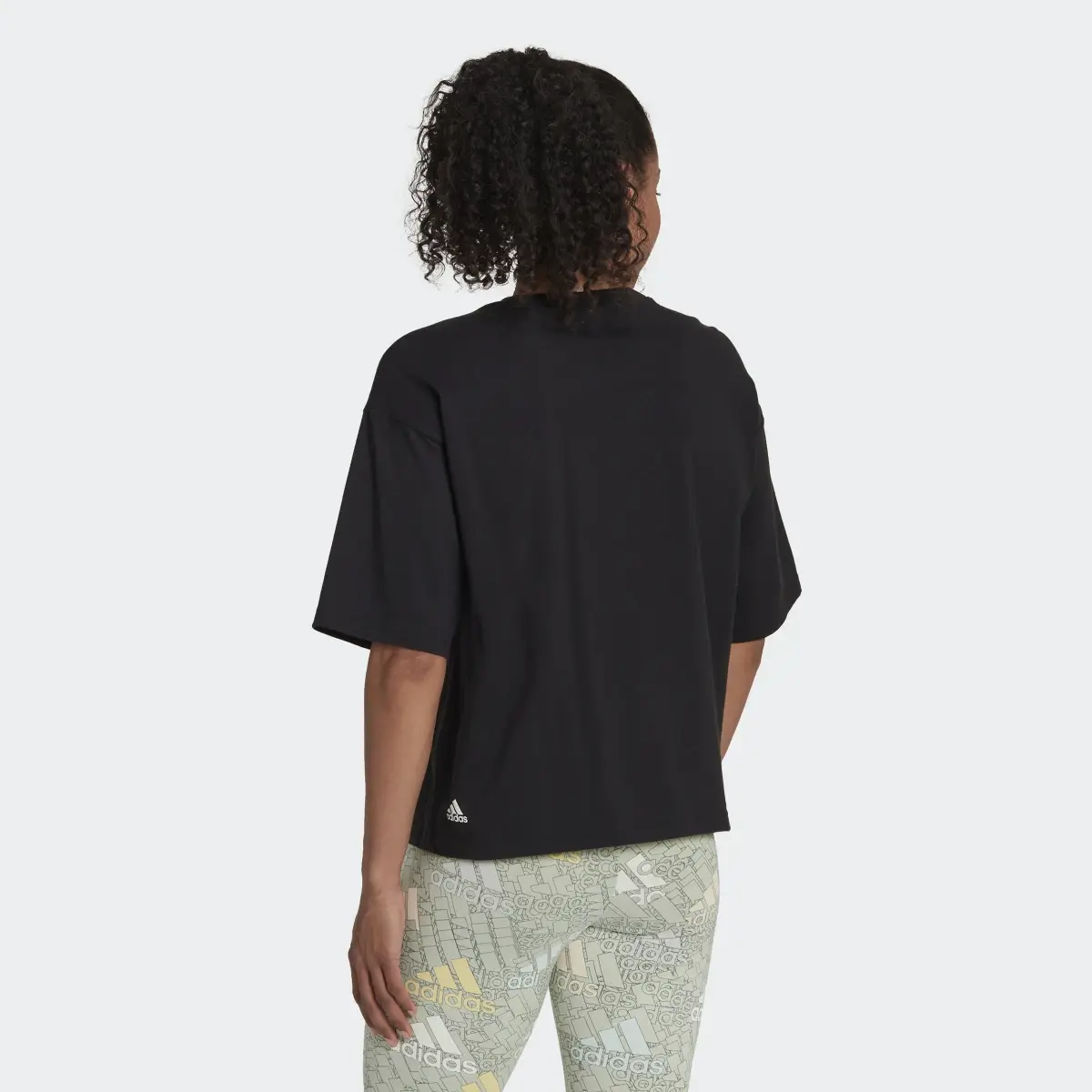 Adidas Essentials Multi-Colored Logo Loose Fit Cropped T-Shirt. 3