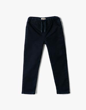 Kot Pantolon Beli Bağlamalı Pamuklu - Slim Jean