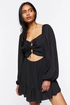 Forever 21 Forever 21 Cutout Lace Up Mini Dress Black. 2