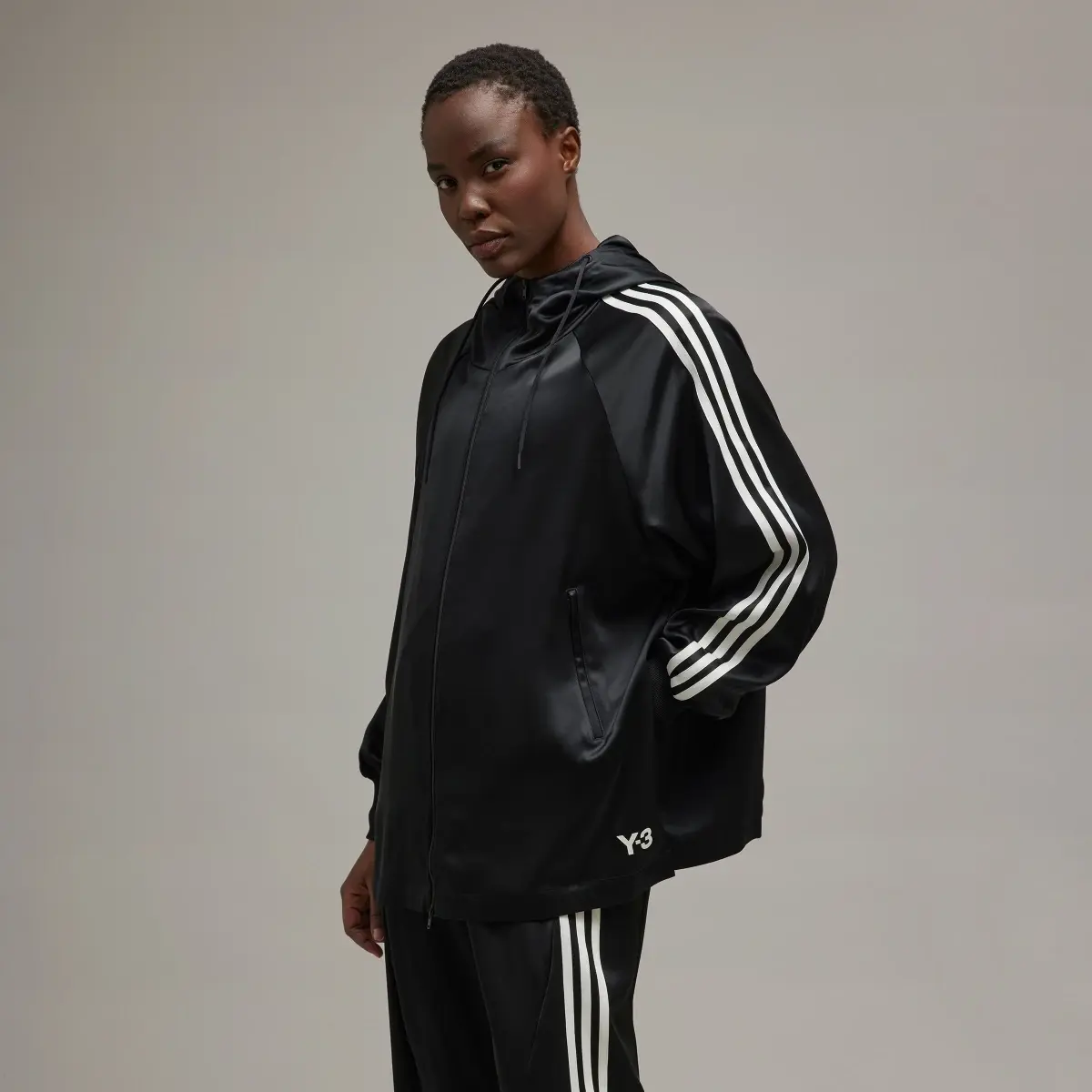 Adidas Veste à capuche soyeuse zippée 3 bandes Y-3 Tech. 1