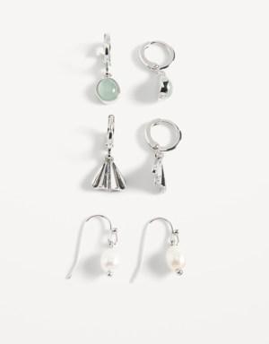 Silver-Toned Metal Drop Earrings Variety 3-Pack for Women gold