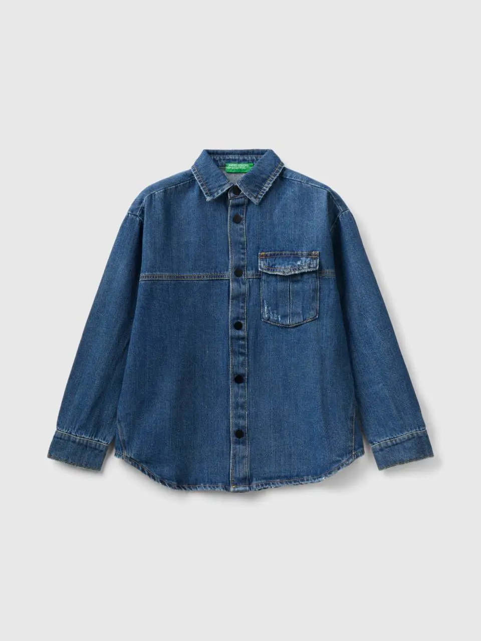 Benetton denim shirt with pocket. 1