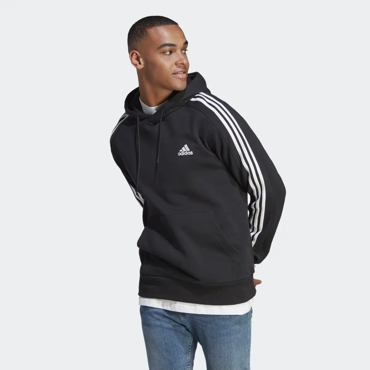Adidas Essentials French Terry 3-Stripes Hoodie. 2
