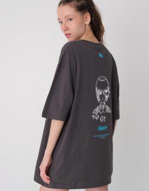 Önü ve Arkası Baskılı Oversize T-Shirt