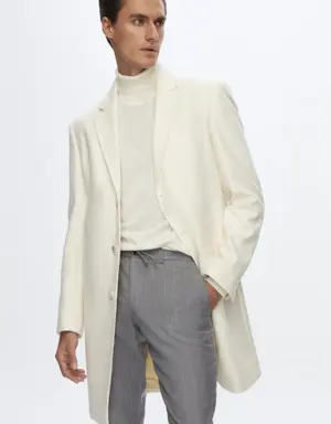 Damat Slim Fit Ekru Kaşmir-Yün Karışımlı Palto