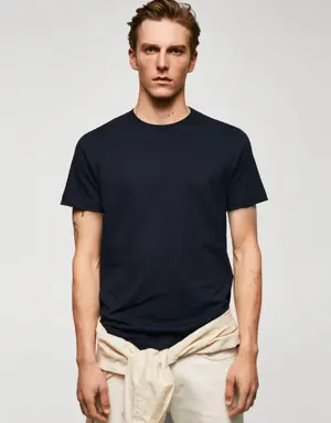Mango T-shirt básica de algodão stretch