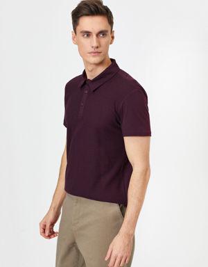 Polo Yaka Dokulu Kumaş Slim Fit Tişört