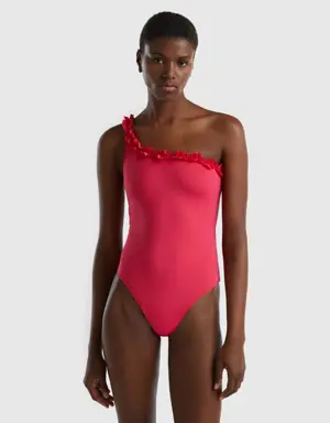 one-piece swimsuit in econyl® with ruffles