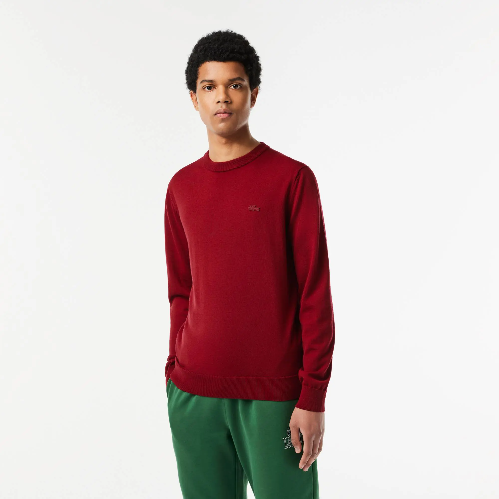 Lacoste Men's Crew Neck Merino Wool Sweater. 1