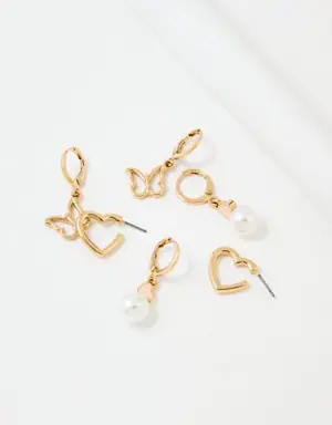O Heart & Butterfly Earrings 3-Pack