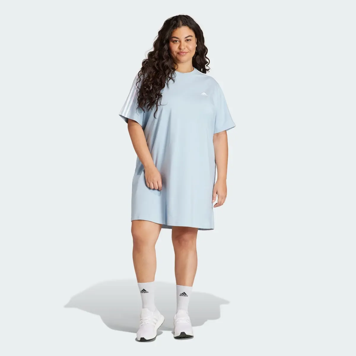 Adidas Essentials 3-Stripes Single Jersey Boyfriend Tee Dress (Plus Size). 2