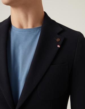 Damat Regular Fit Lacivert Örme Kumaş Ceket
