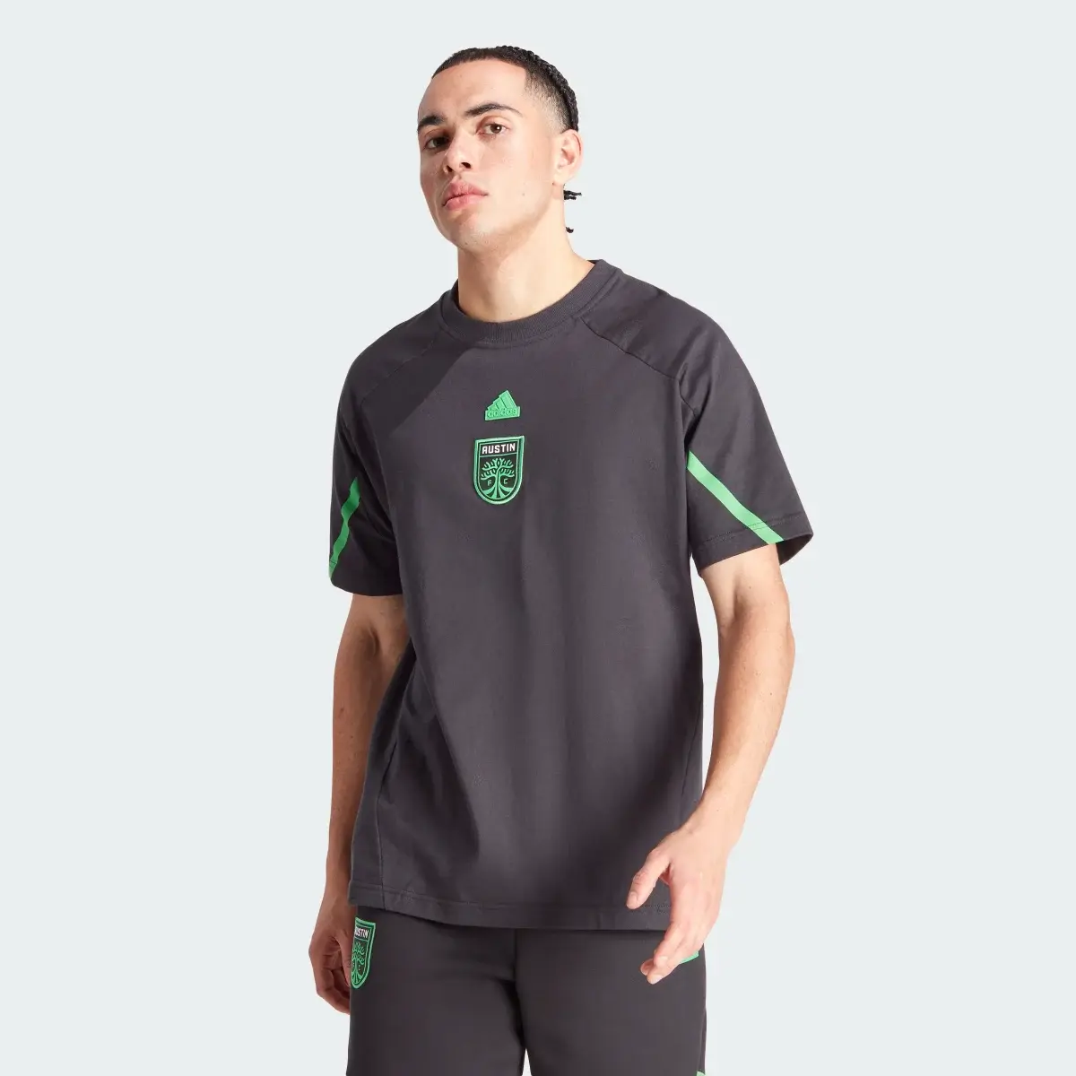 Adidas Austin FC Designed for Gameday Travel Tee. 2