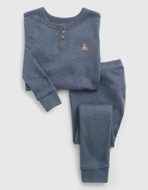 babyGap Organic Cotton Heather Henley PJ Set blue