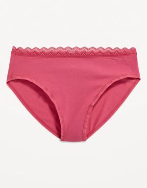 Old Navy High-Waisted Lace-Trimmed Bikini Underwear for Women pink