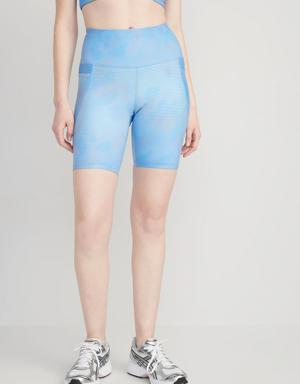 High-Waisted PowerSoft Biker Shorts for Women -- 8-inch inseam blue