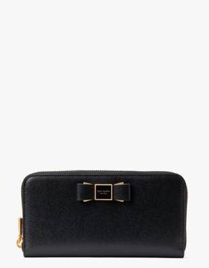 Morgan Bow Embellished Zip-around Continental Wallet