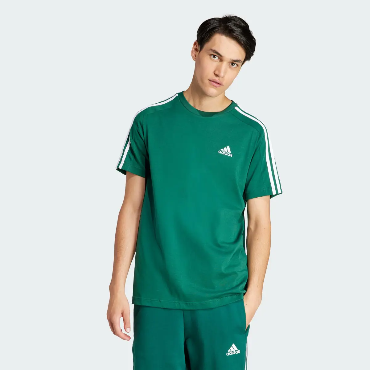 Adidas T-shirt em Jersey Simples 3-Stripes Essentials. 2