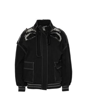 Faux Fur Detailed Oversize Black Jacket