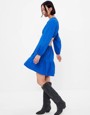 Criss-Cross Cutout Mini Dress blue