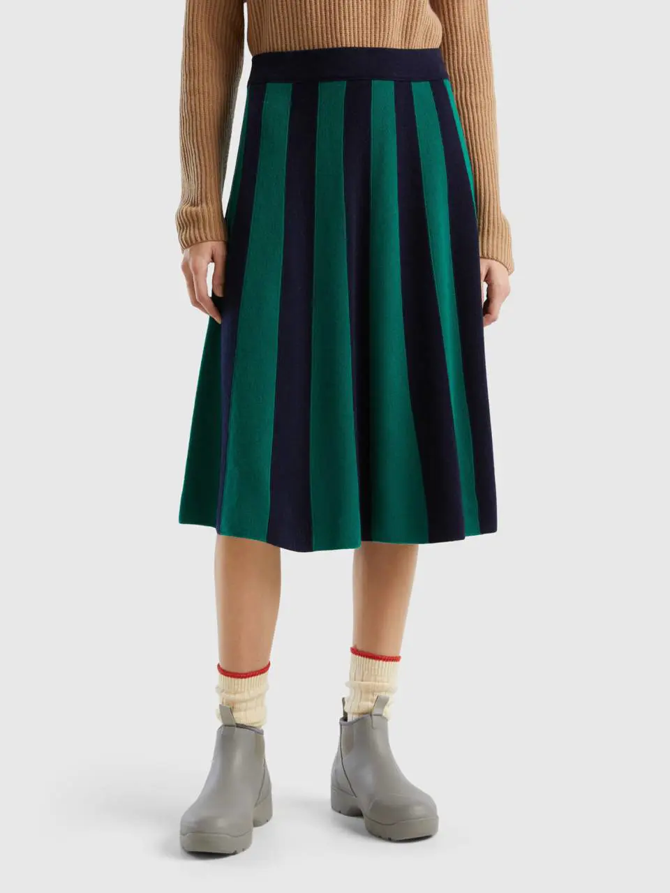 Benetton midi skirt with vertical stripes. 1