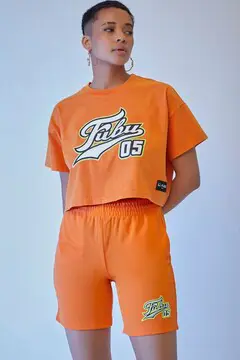 Forever 21 Forever 21 Embroidered FUBU Mesh Shorts Orange/Multi. 2