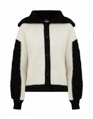 Long Sleeve Black & White Knitwear Cardigan - 1 / BLACK-WHITE