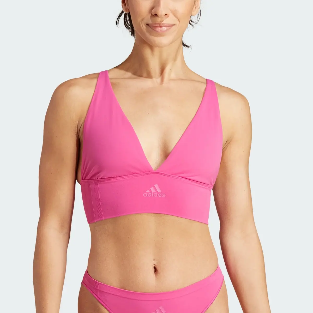 Adidas Active Seamless Micro Stretch Long Line Plunge Lounge Bra. 1