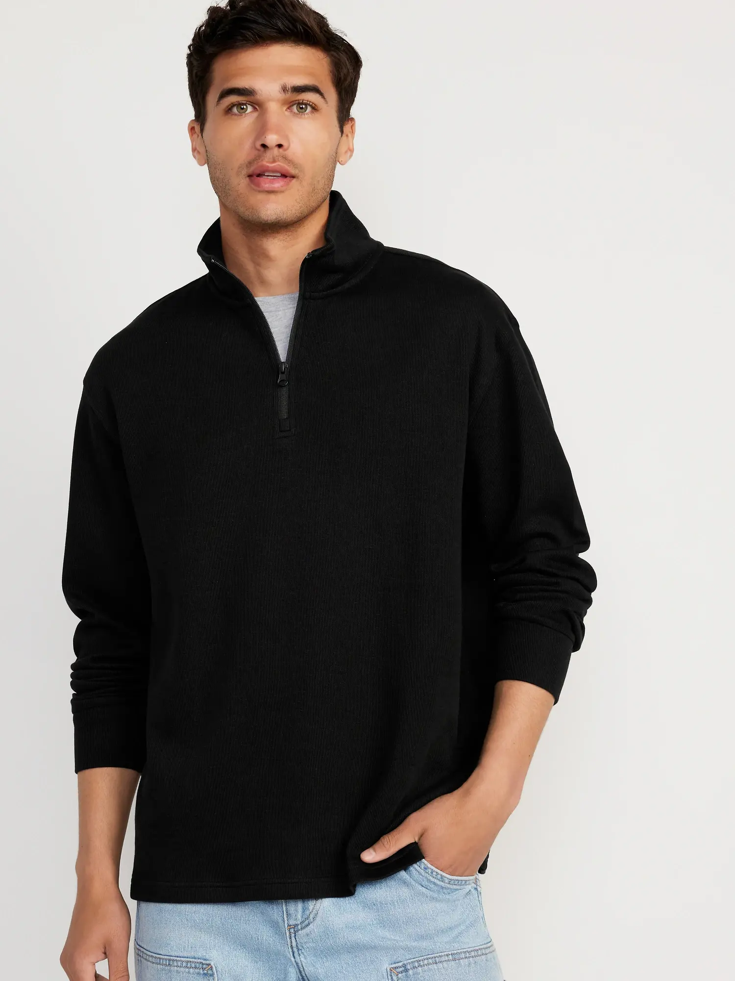 Old Navy French Rib Quarter Zip black. 1