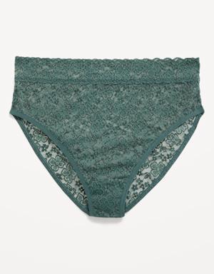 High-Waisted French-Cut Lace Bikini Underwear for Women green