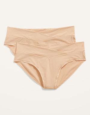 Old Navy Maternity 2-Pack Soft-Knit Low-Rise Bikini Underwear beige