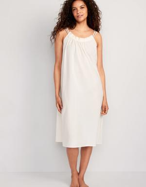 Scoop-Neck Double-Strap Midi Cami Nightgown for Women white