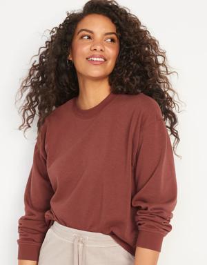 Cropped Vintage French-Terry Sweatshirt for Women brown