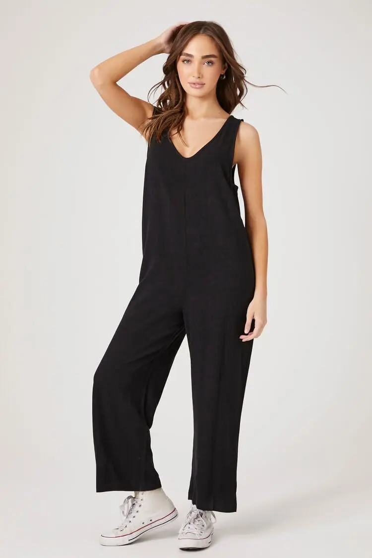 Forever 21 Forever 21 Relaxed Wide Leg Jumpsuit Black. 1