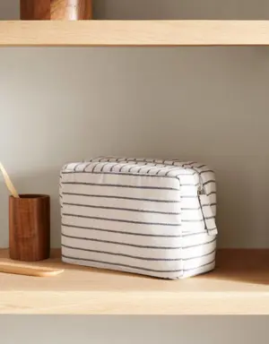 Striped cotton toiletry bag