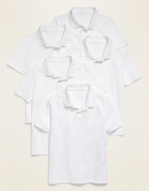 School Uniform Polo Shirt 5-Pack for Boys white