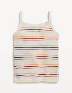 Rib-Knit Henley Lace-Trim Cami Top for Toddler Girls multi