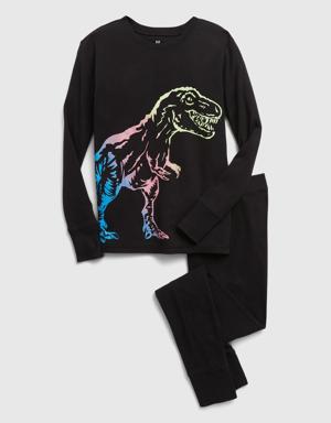 Kids 100% Organic Cotton T-Rex PJ Set black