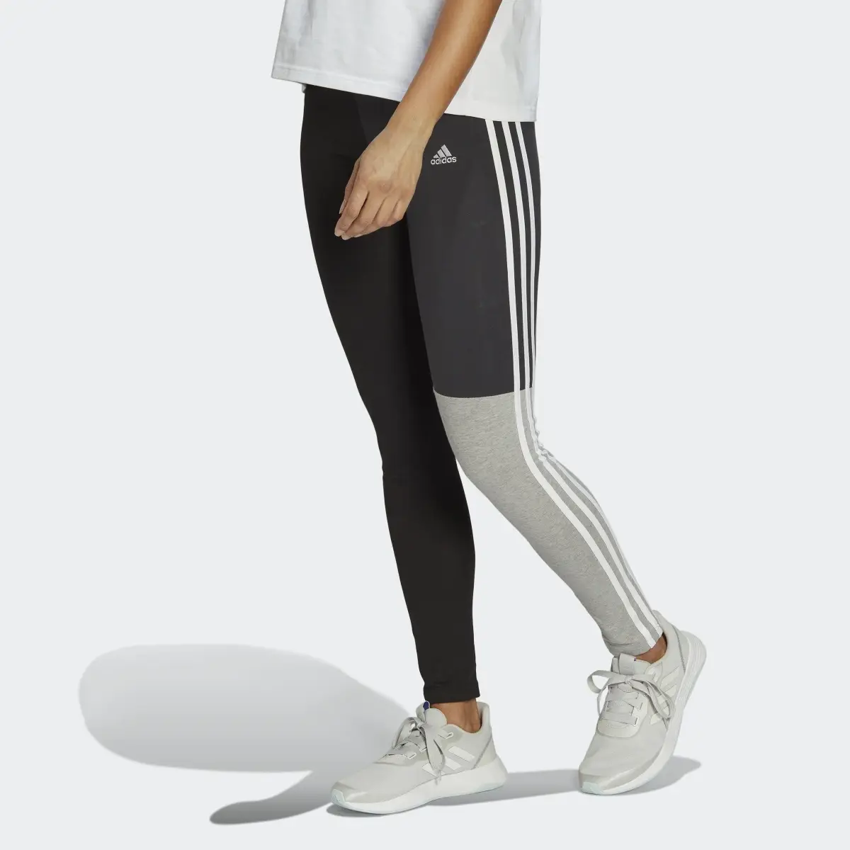 Adidas Essentials 3-Stripes Colorblock Cotton Leggings. 1